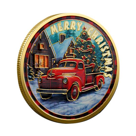 Рождественские монеты Санты, двухсторонняя коллекционная монета из сплава, красочный узор, праздничная сувенирная монета на Рождество