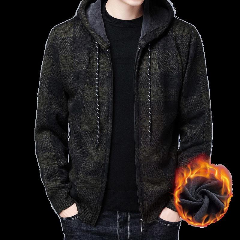 Новый мужской свитер, пальто, осень-зима, толстый теплый шерстяной свитер с капюшоном, кардиган, джемперы, флисовое пальто на молнии