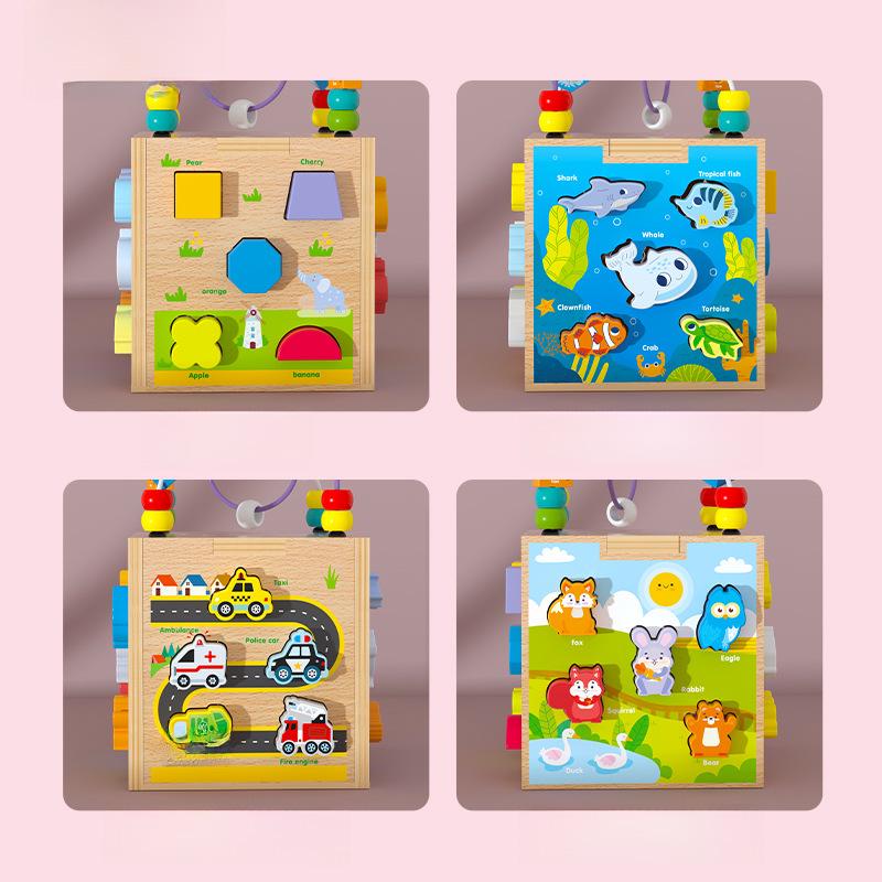 Multifunctional Puzzle & Shape Matching Bead Box - Baby Early Education Toy