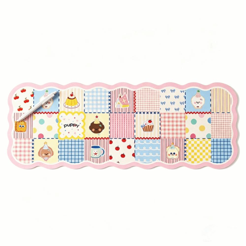Table Mat Extra Large Mouse Pad Non Slip Plaid Pattern Computer Desk Mat Thickened PVC Keyboard Pad Office Use