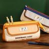 Color-blocking Pen Bag Large Capacity Stationery Bag Multi-functional Pencil Case  Students