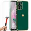 Чехол TPU - E.F.CONNECTION - Для Xiaomi Redmi Note 12 - Темно-зеленый - Гибкий - Рисунок Сердце - 2 Закаленных Стекла