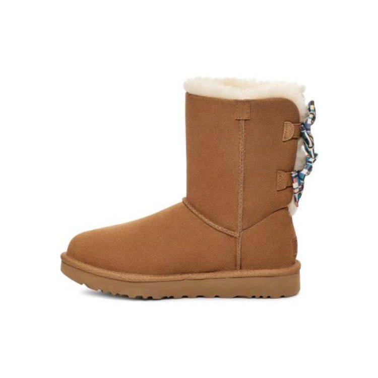 UGG Classic Plaid Bow Mid-Calf Snow Boots Women Boots Chestnut 1138131-CHE