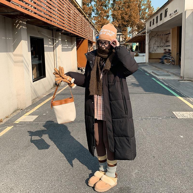 Новая утолщенная одежда-пуховик, пуховик с хлопковой набивкой, женская прямая свободная длинная зимняя куртка ниже колена, куртка с хлопковой набивкой.