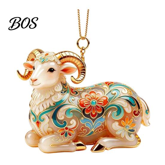 Artistic Pattern Holiday Pendant 2D Acrylic Goat Christmas Ornament, Cute Animal Sheep Hanging Decor for Translucent Gradient Ornament Tree,