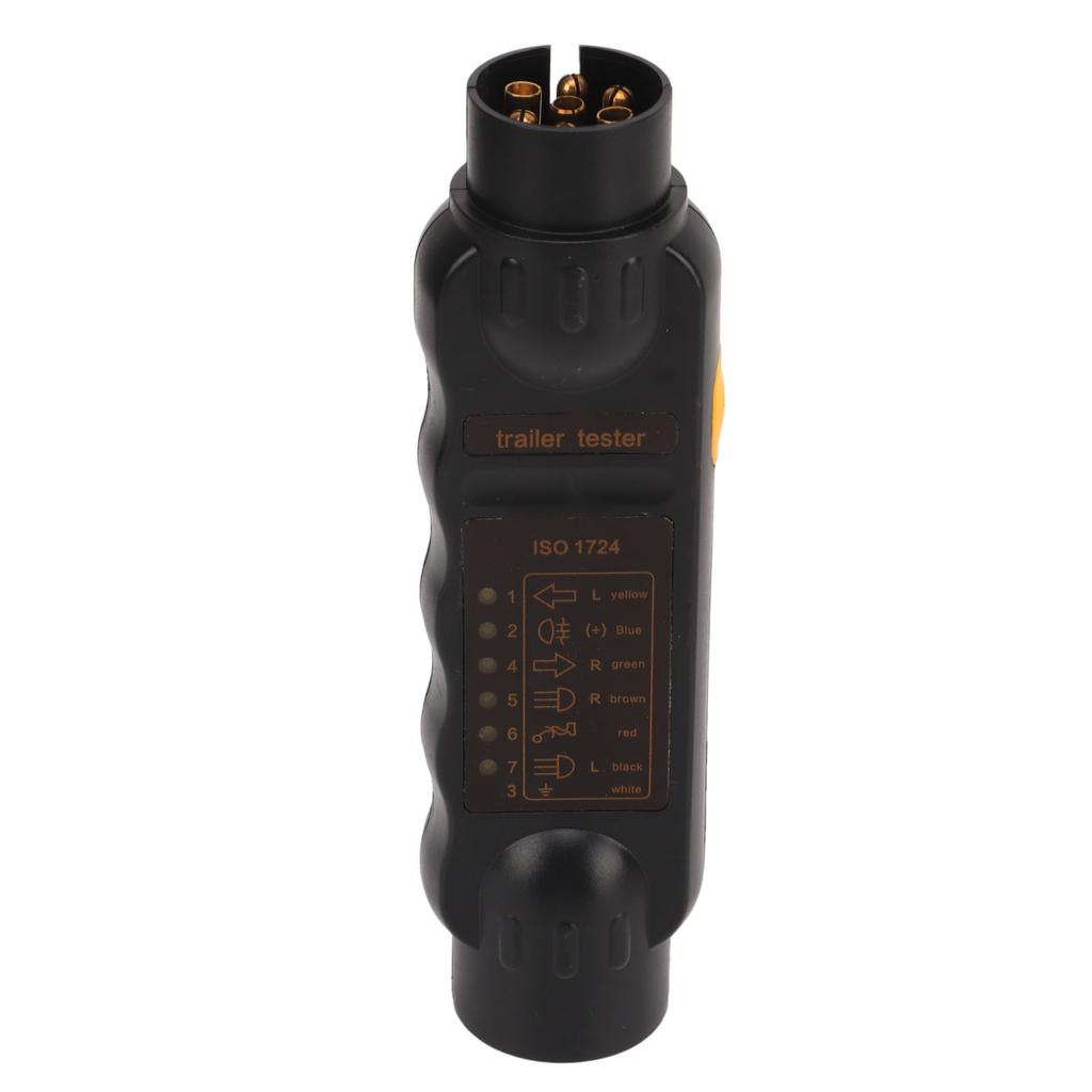 Trailer Socket Tester 7 Pin Electrical Tow Bar Wiring Circuit Light Test Tool for Truck RV Black Label