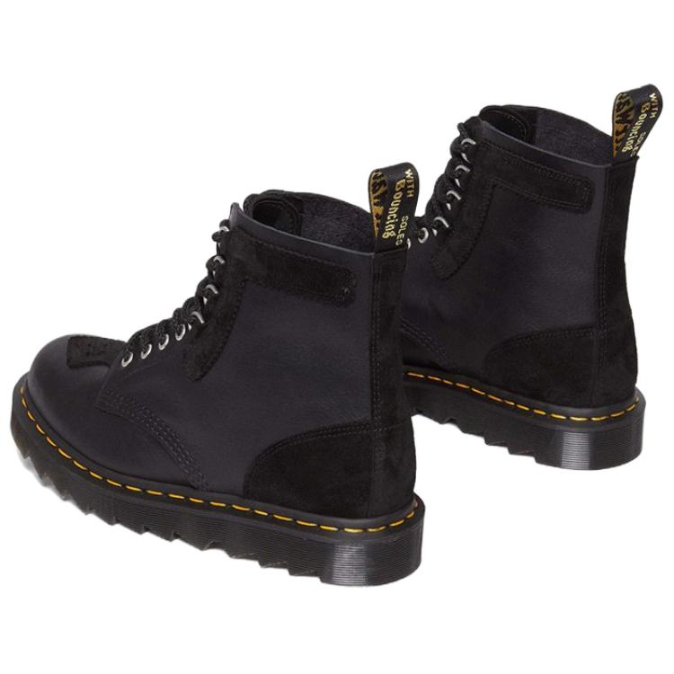 Доктор. Ботинки мужские простые короткие на шнуровке из кожи Martens с круглым носком, черные 31464001