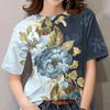 Летние футболки с круглым вырезом и 3D цветочным принтом, модные повседневные женские футболки с коротким рукавом