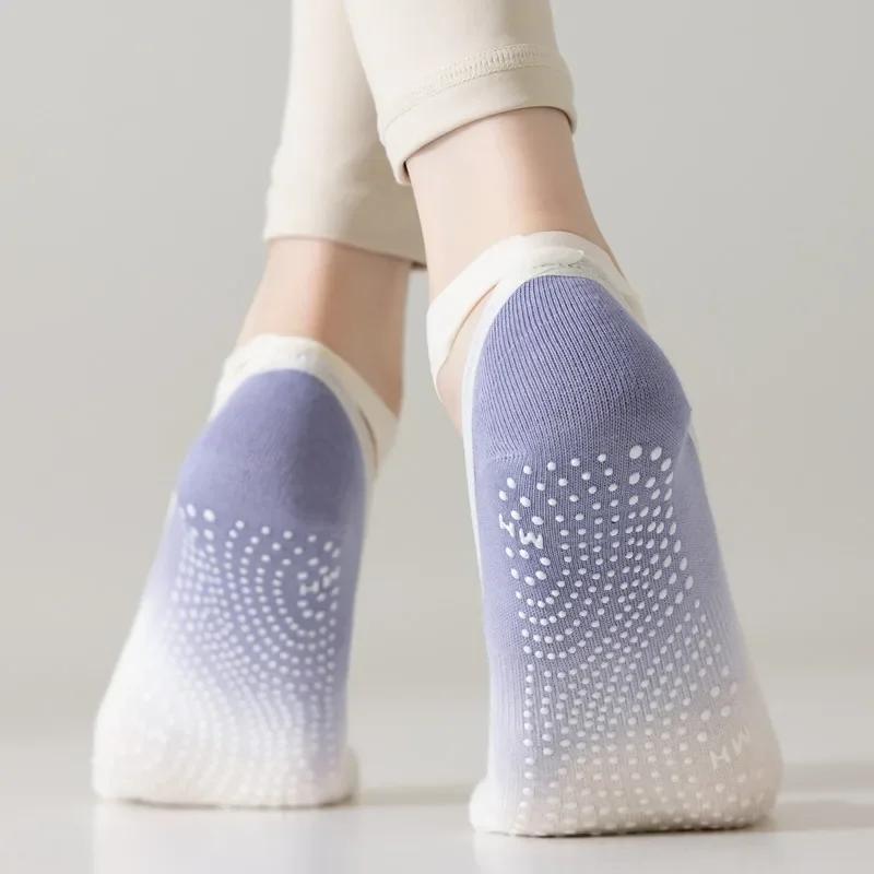 Носки для йоги с пятью пальцами, дышащие, с открытой спиной, бандажные, балетные, пилатесные, женские, профессиональные, силиконовые, нескользящие, танцевальные, спортивные носки