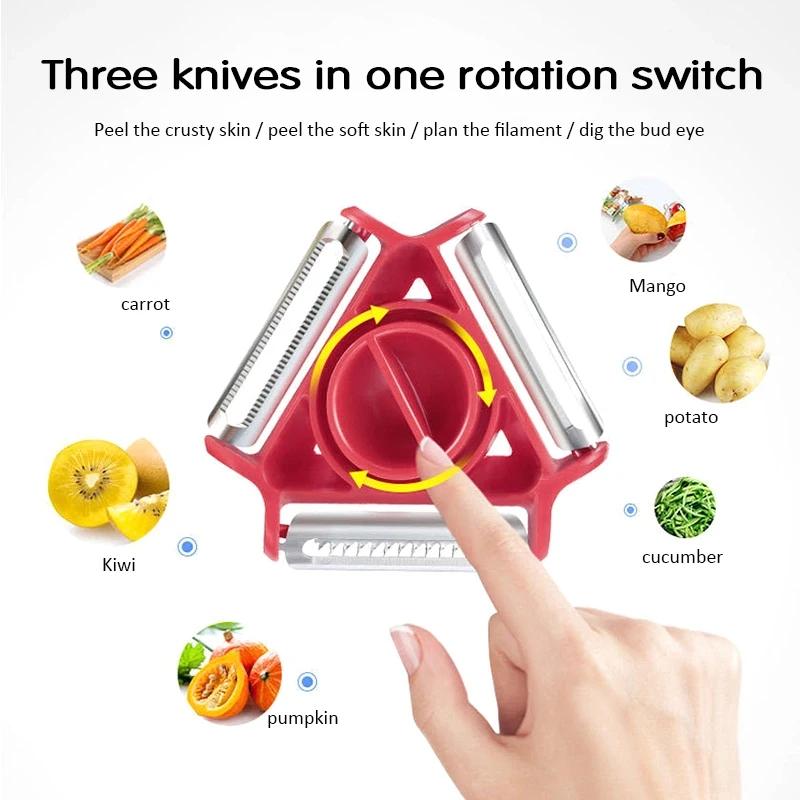 1PC 3 в 1 Magic Trio Peeler Set Slicer Shredder Peeler Julienne Cutter Multi Peel Blade Zesters Terter Kitchen Tool