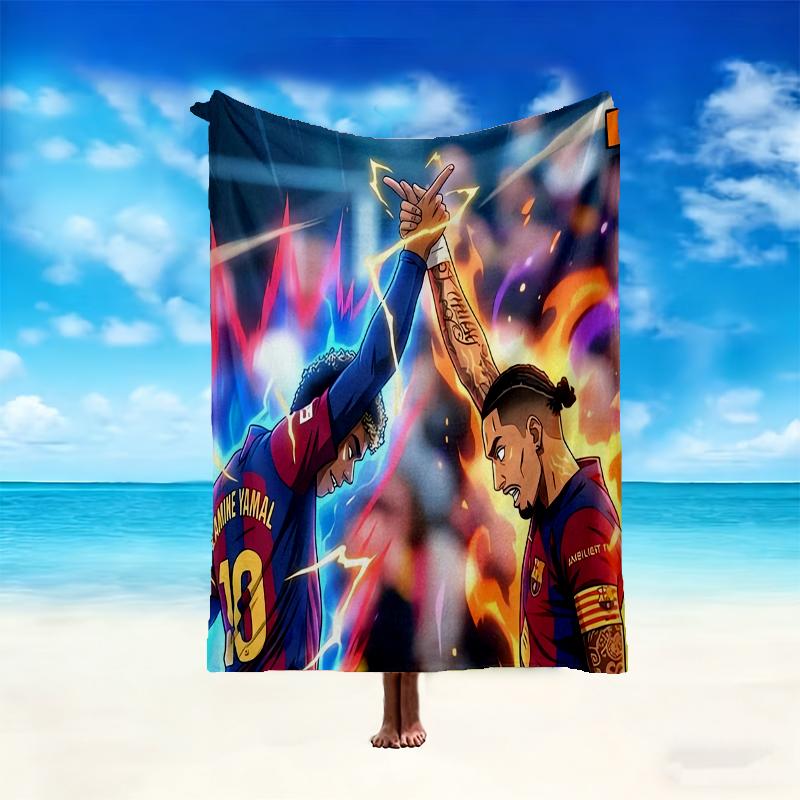 1pc Barcelona FC Blanket, Cozy Valentine's Day Blanket, Multi-functional Nap Blanket Available Throughout the Four Seasons