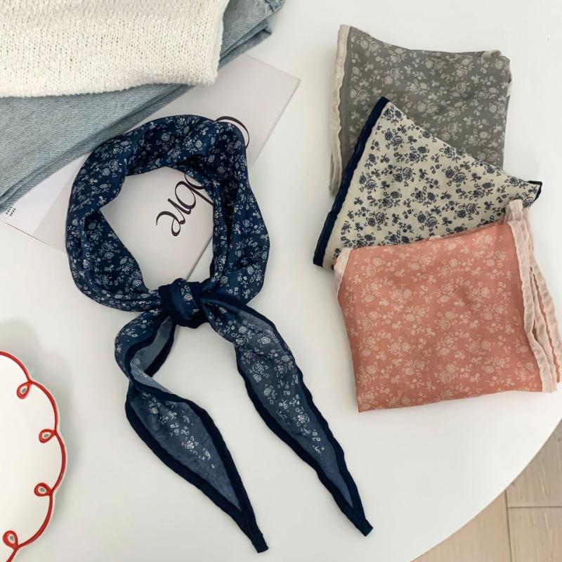 Silk Scarf New Fashion Versatile Headscarf Headband Hair Tie Hair Neck Protection Literary Scarf Scarf Rhombus Silk Scarf Waist Tie