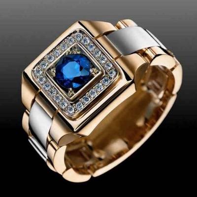 BLUELANS RINGS Мужской перстень, инкрустированный искусственным сапфиром