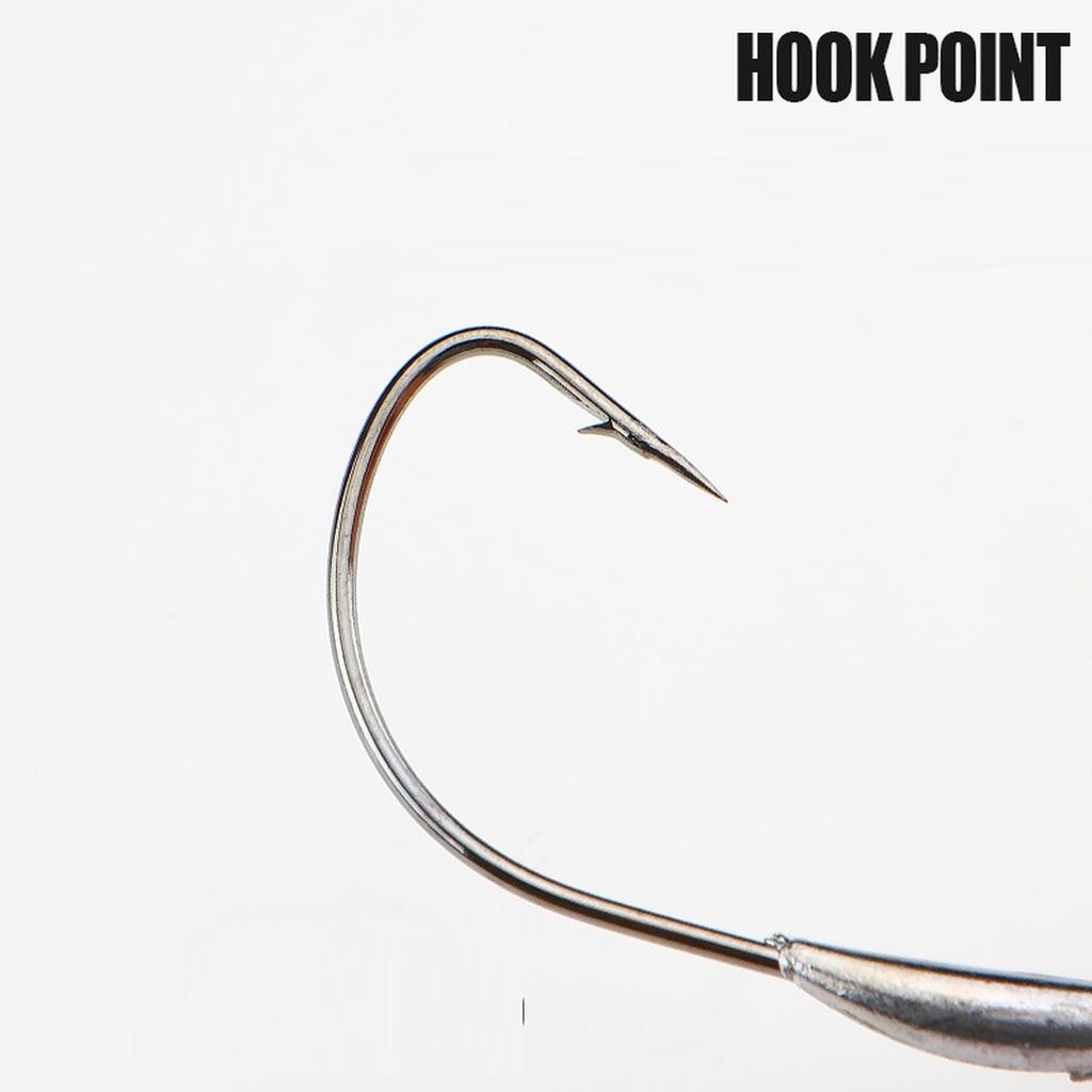 Wide Belly Jig Head Hook with Lead Weighted Offset Curved Design for Soft Lures Outdoor Boat Fishing Gear 3/0 Size 3g Single Piece