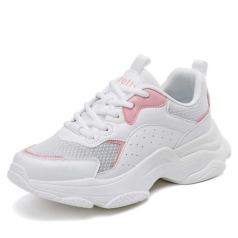 Женские кроссовки на платформе с дышащей сеткой, нескользящие повседневные удобные кроссовки на шнуровке, женские массивные кроссовки