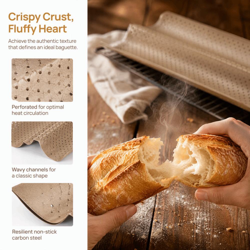 Nonstick French Bread Pan Carbon Steel Bread Baking Mold New Baguette Pan Bread Baking