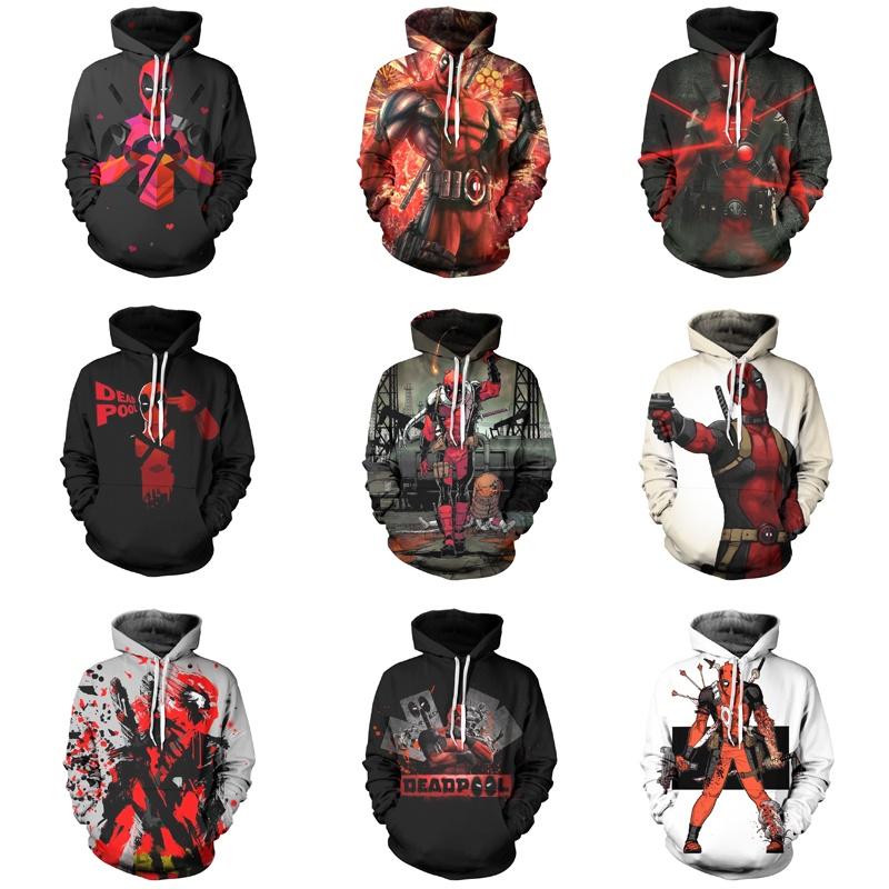Men's Deadpool Sweatshirts Long Sleeve Hooded Coat Pullover Hoodies With Superhero Design