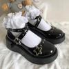 Fashion Women Heels Lolita Shoes Platform Mary Jane Shoes Star Buckle Strap Mary Janes Women Cross-tied Girls Rivet Casual Shoes Kawaii