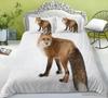 Fox Duvet Cover Set King/Queen Size Orange Lovely Fox Bedding Set For Kids Teens Boys Wild Animal 2/3Pcs Polyester Quilt Cover