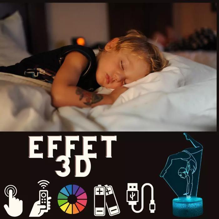 Lampe De Chevet LED 3D - Gym - Veilleuse Tactile - Multicolore - Télécommande - Design Contemporain