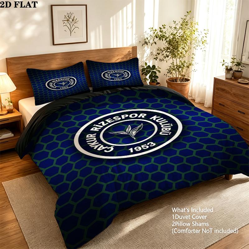 Caykur Rizespor Pattern Bedding uilt Set uilt Cover Pillowcase Home Decoration Birthday Gift (1 * duvet cover + 2 * pillowcase without core)