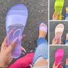 Summer Transparent Women Slippers Metal Buckle Square Heels PVC Slippers Female Party Shoes Open Toe Ladies Shoes