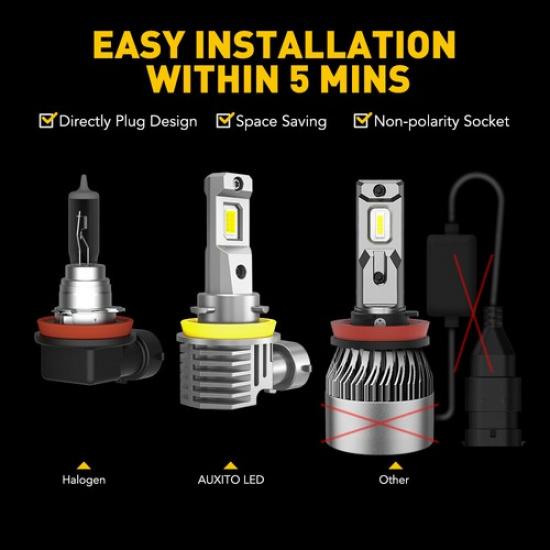 AUXITO H8 H11 LED Headlight Kit Low Bulbs Super Bright 6500K White 40000LM USEOA