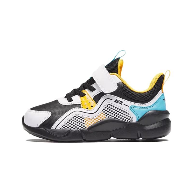 Anta Kids Velcro Non-Slip Low-Top Running Shoes Kids Sneaker Black White A312339922-6