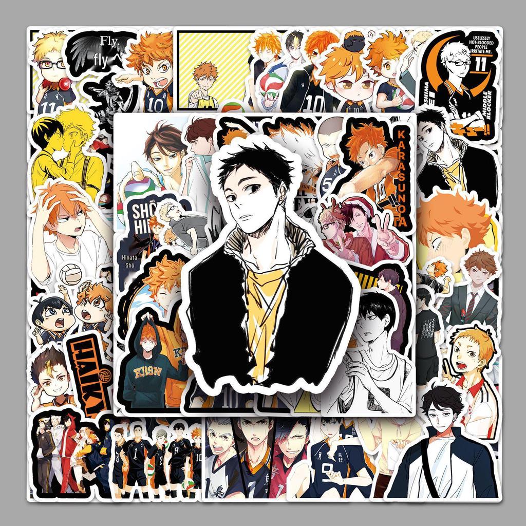 52 Haikyuu Waterproof Cartoon Stickers for Suitcase, Scooter, and Car Decor
