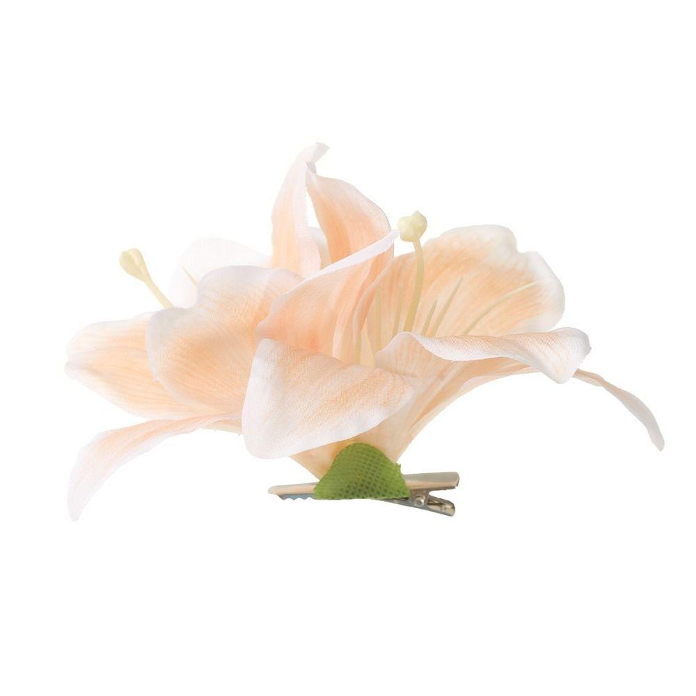 Bohemian Style Lily Flower Hair Clip Double Flower Design Bridal Barrettes Fashion Accessory