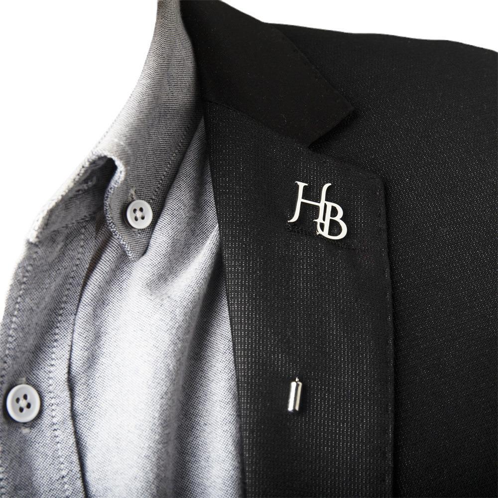 Персонализированный мужской значок на лацкан из нержавеющей стали с двойными инициалами - Свадебный аксессуар для жениха