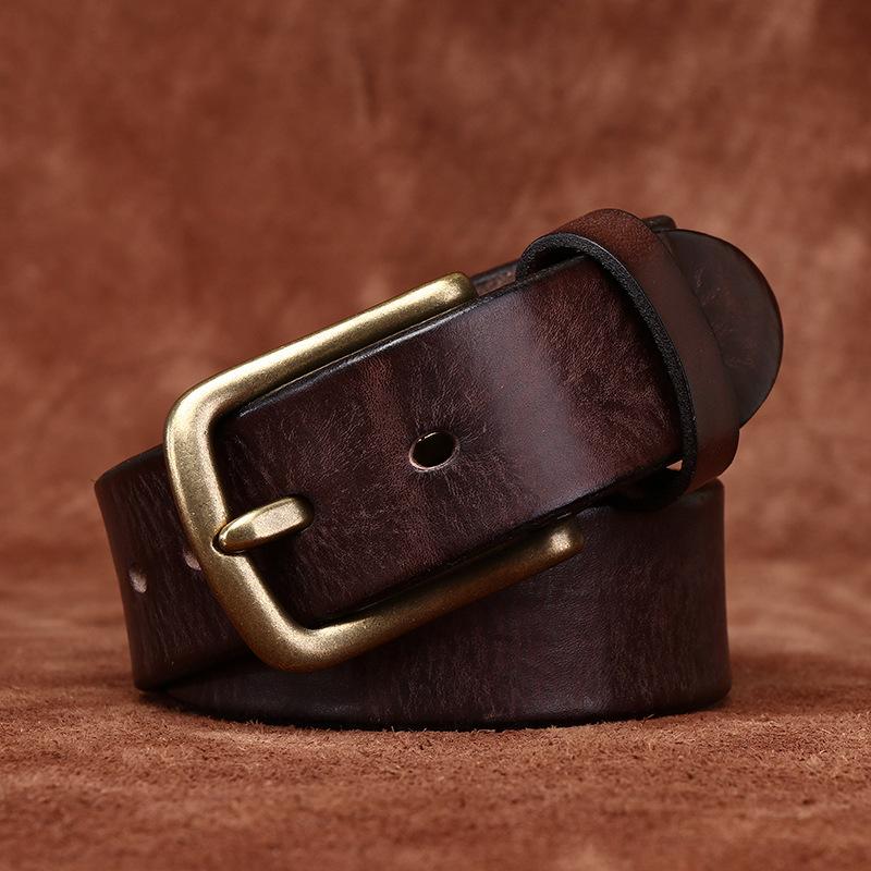 Ремень мужской винтажный матовый вымытый старый утолщенный первый слой коровьей кожи с латунной пряжкой повседневный джинсовый ремень мужской