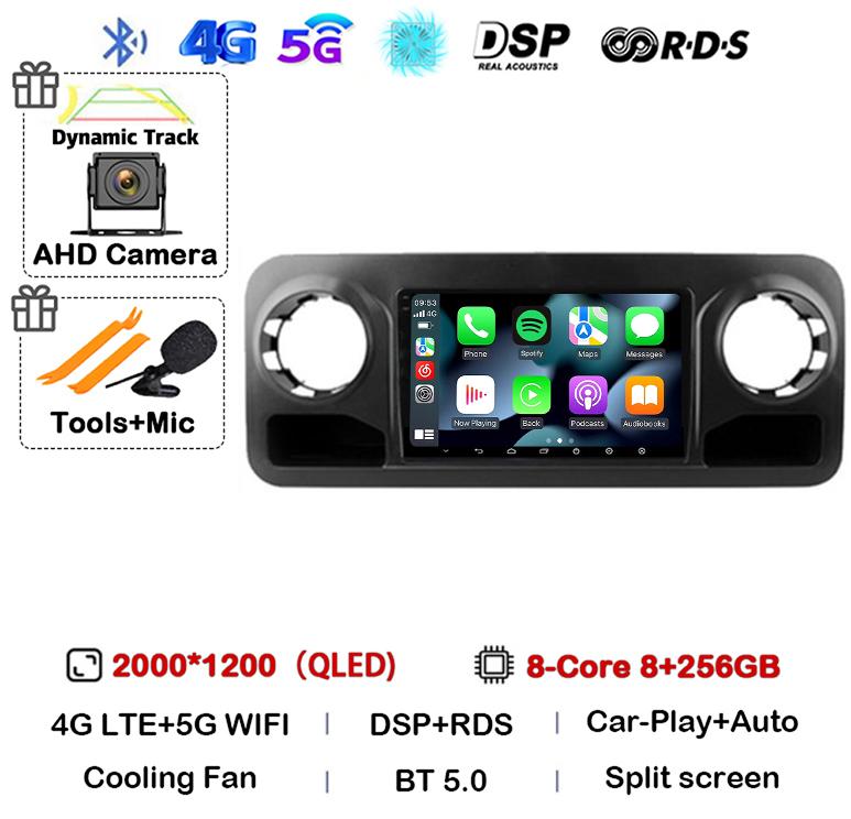 Android 14 Auto Carplay для Benz Sprinter 2018 2019 2020 2021 2022 Автомобильный радиоприемник Мультимедиа Видеоплеер Стерео GPS 4G WIFI Аудио BT