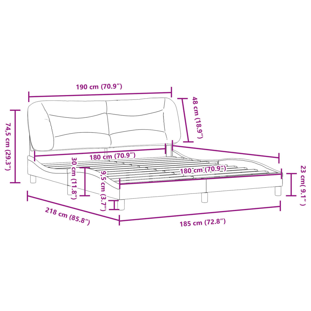 LED Bed Frame without Mattress Hvar Gray 180x200 cm