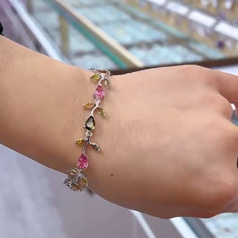 Sace Gems Браслеты из стерлингового серебра 925 пробы с натуральным турмалином 5*7 мм для женщин, для помолвки, коктейльной вечеринки, изысканные ювелирные изделия