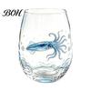 Stylish Nautical Themed Cup Marine Animal Theme Clear Glass Tumbler, Handcrafted Painted Glassware, Elegant Celebration Gift Creative Unique Drinking