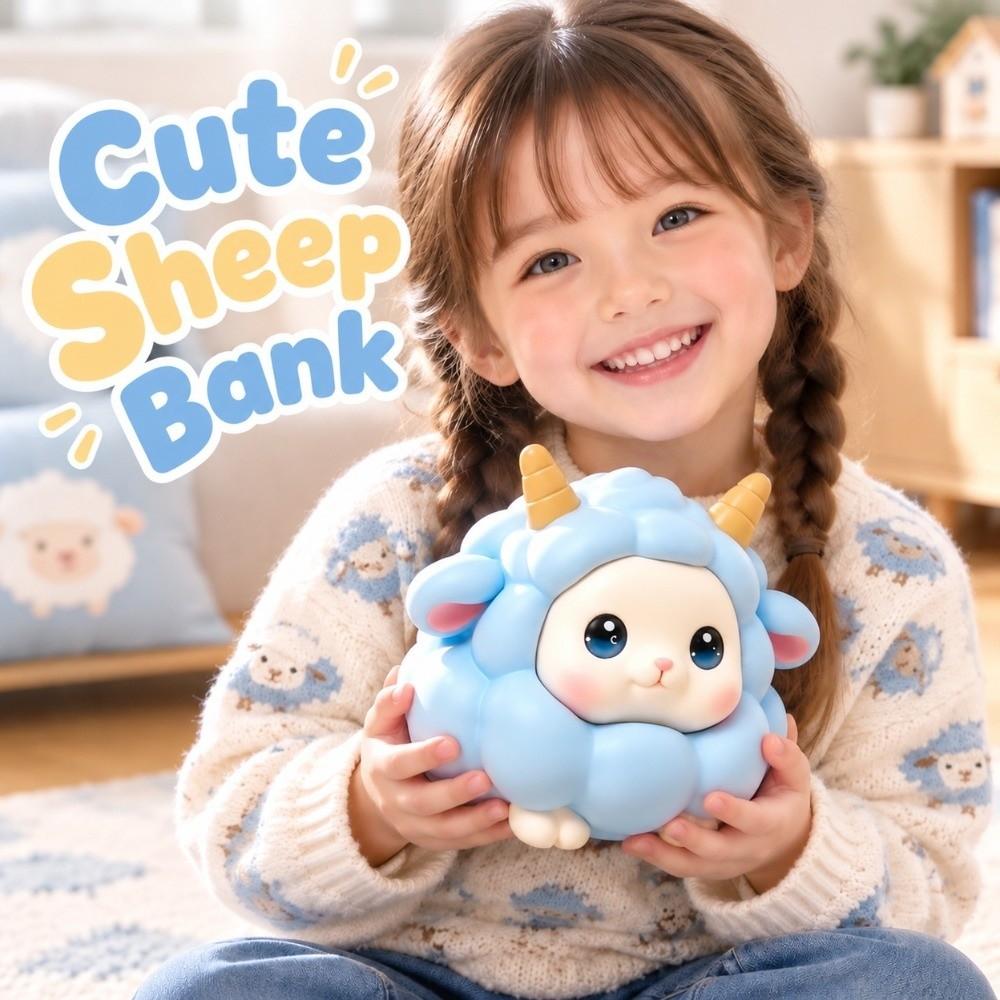 Large Capacity Vinyl Money Box Drop-resistant Unbreakable Saving Jar Cute Sheep Bank Little Girls