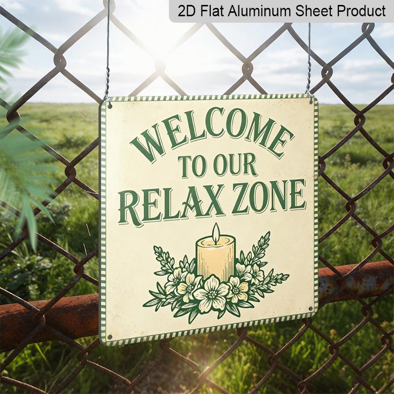 2D Flat, 1pc, Outdoor Wall Art, Welcome To Our Relax Zone Sign, Living Room Wall Art, Spa Decoration, Bedroom Display, Rustic Cozy Style, Minimalist