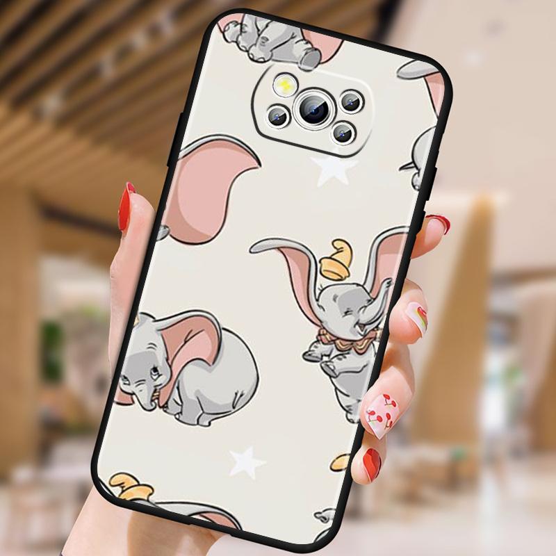 Cute Dumbo Cartoon For Xiaomi Mi Poco F5 F4 F3 F2 X5 X4 X3 M6 M5 M5S M4 M3 C40 Pro GT NFC 5G Black Cover Phone Case