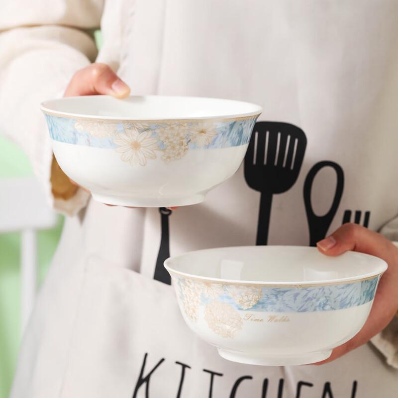 Керамические миски для супа с лапшой Haoya Jingdezhen, 6 дюймов, набор из 6 штук - Узор «Прогулка во времени»