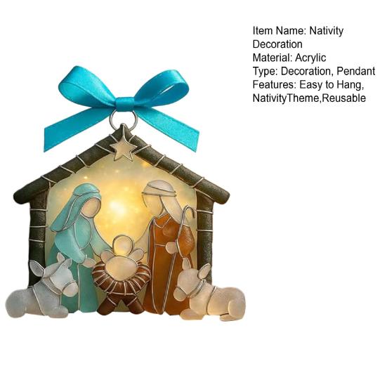 Стеклянный Рождественский Подвесной Орнамент Морское Стекло Рождество Иисуса 2D Акриловая Подвесная Декорация Рождественская Елка Праздничный Религиозный Подвес