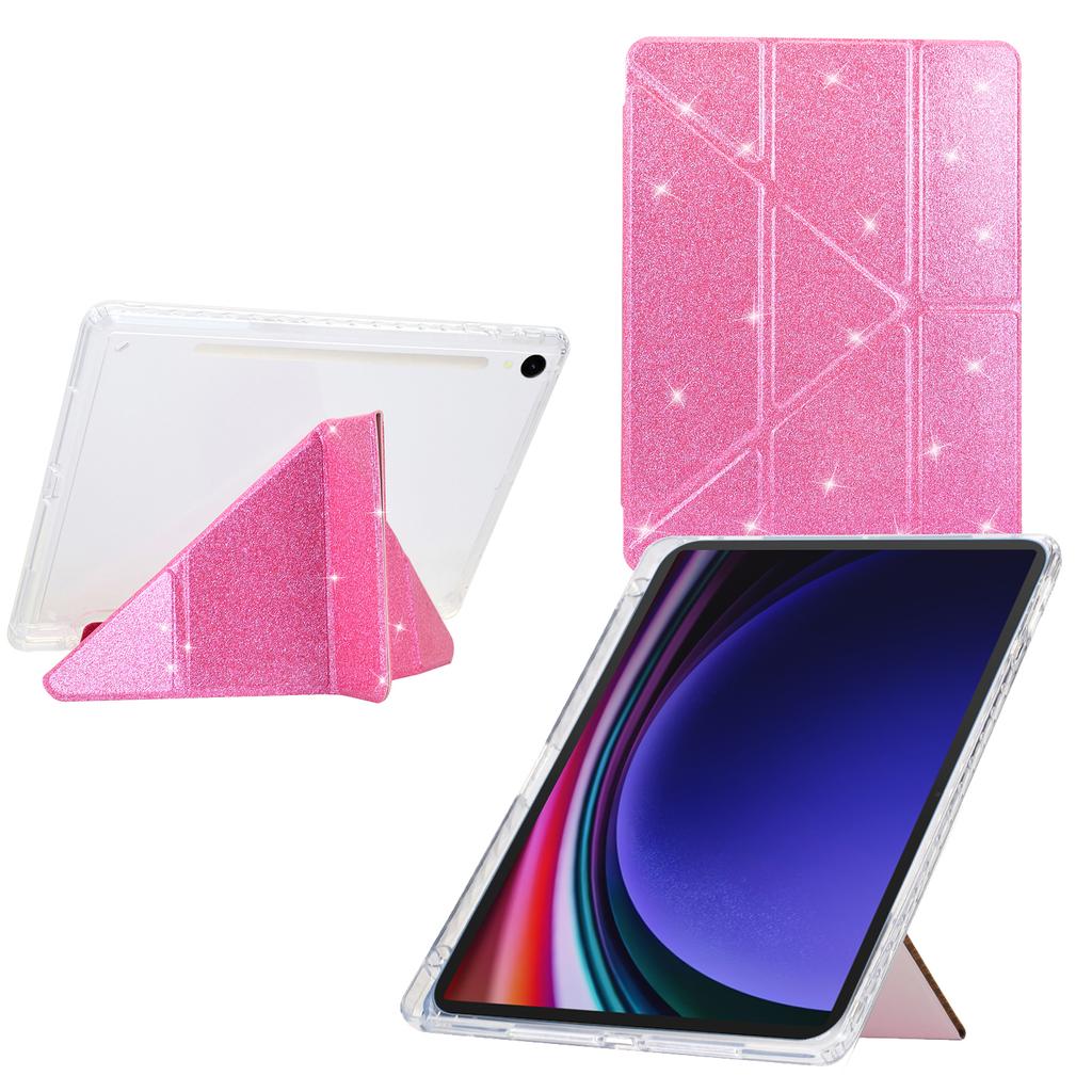 Tablet Case For Samsung Galaxy Tab S10 FE/S9 FE/S9 Y-Fold Stand Glitter Leather TPU Acrylic Clear Cover