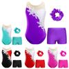 Kids Girls Ballet Dance Set Leotard Figure Skating Gymnastics Outfit Acrobatics Bodysuit Sleeveless Catsuit Shorts and Hair Band
