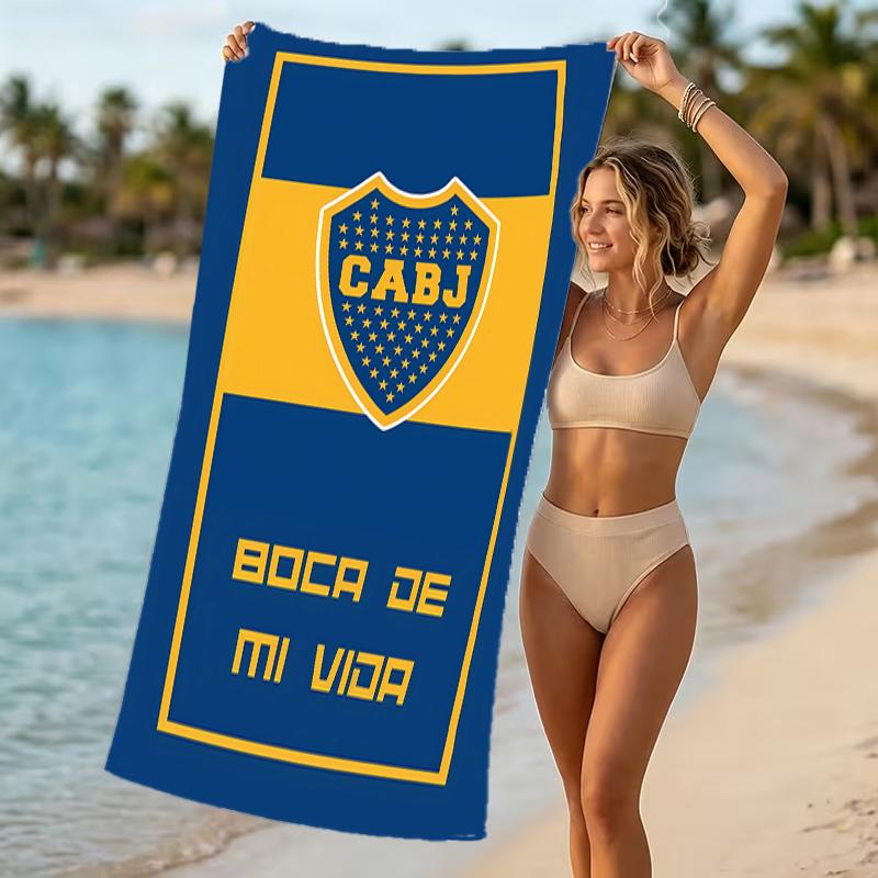 Beach Towel with Club Atlético Boca Juniors Pattern - soft,absorbent,machine washable Lightweight&Modern,swimming,Travel Essentials