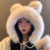 Утолщенная милая шапка с ушками медведя, теплая женская пушистая шапка, модная панама из искусственного меха, для девочек