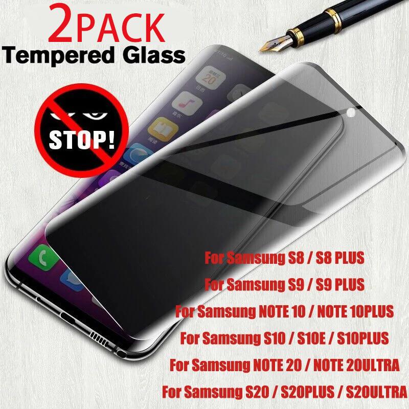 2 шт., антишпионское закаленное стекло, полное покрытие, изогнутая защитная пленка для экрана, конфиденциальность для Samsung S22 S21 S20 S10 S8 S9 PLUS S10E ПРИМЕЧАНИЕ 20 10 9 8