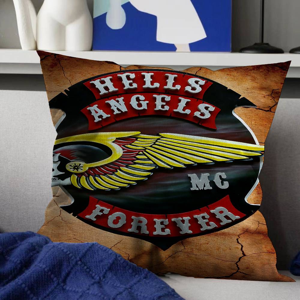 Club Hells AAngels Logo Cushion Cover Pillowcase Upholstery Sofa Throw Pillow Home Decor Pillowcas