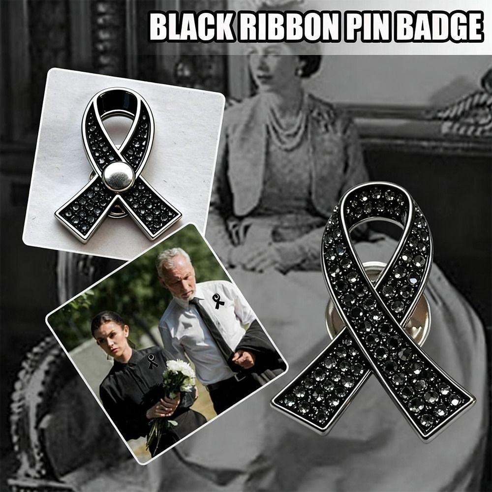 Queen Black Ribbon Brooch Pin Black Memorial Pin New Mourning Badge For Funerals and Mourning