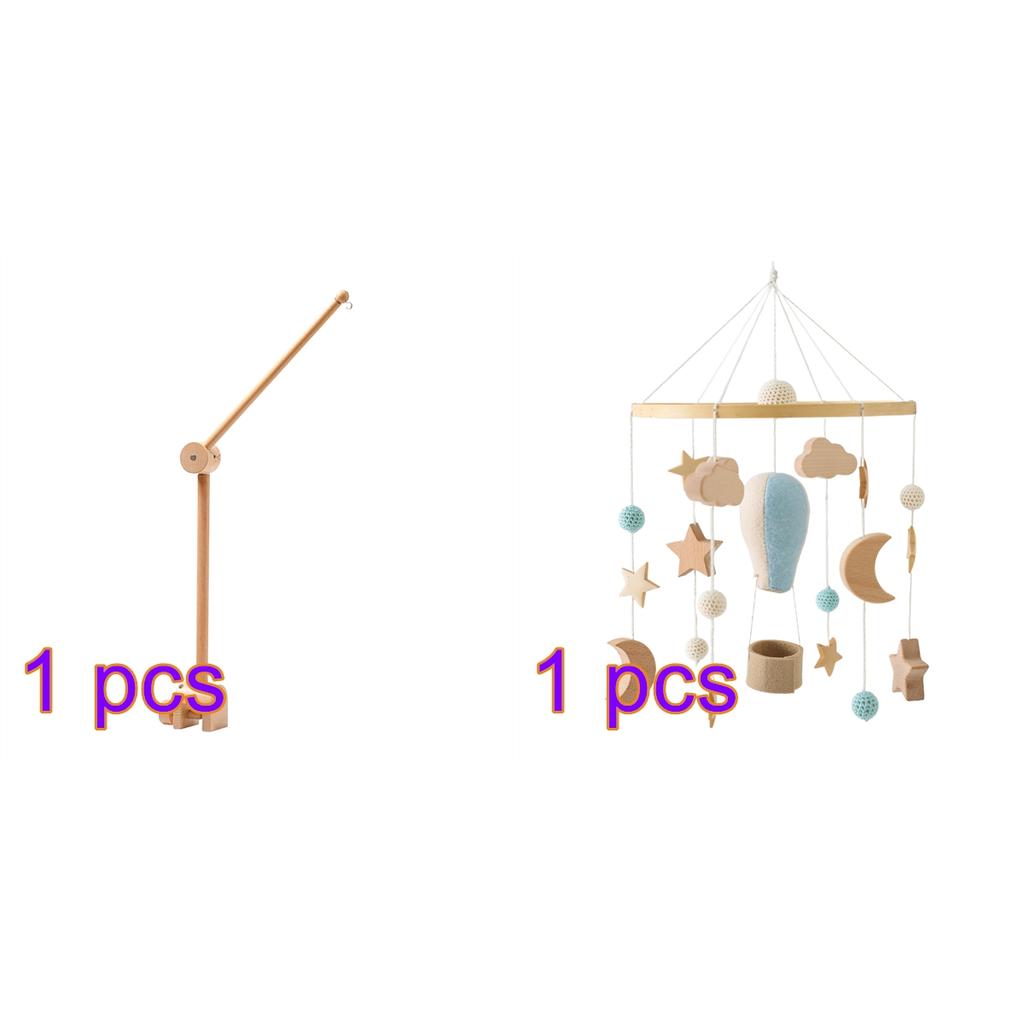 Crib Bell Baby Bed Bell Hot Air Balloon Pendants Stars and Moon Toys Wooden Wind Chimes
