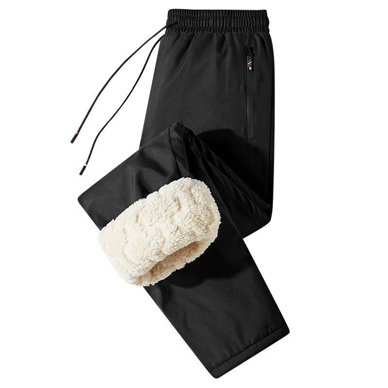2024 Мужские зимние брюки из ягненка, мужские шерстяные утолщенные теплые спортивные брюки, мужские новые повседневные брюки для бега на шнурке, мужские брюки